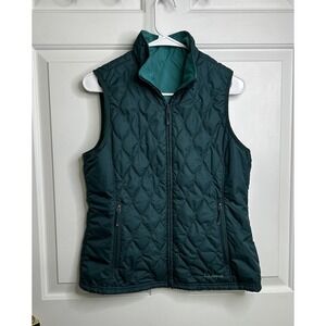 LL Bean Quilted Vest Womens Small Teal Green Lightweight Hiking Gorpcore READ**